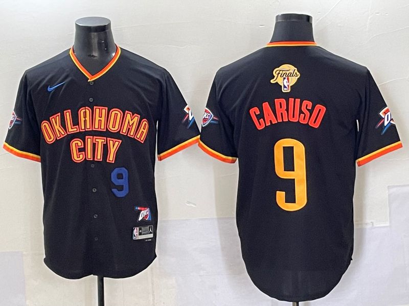 Men 2025 Oklahoma City Thunder #9 Caruso Black Nike Joint Name NBA Jersey style 24